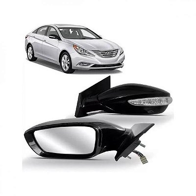 Retrovisor externo sonata hyundai de 2011 a 2014 lado direito preto elétrico retrátil com pisca