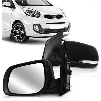 Retrovisor externo picanto kia de 2012 a 2015 lado esquerdo preto elétrico retrátil com pisca sem aquecimento