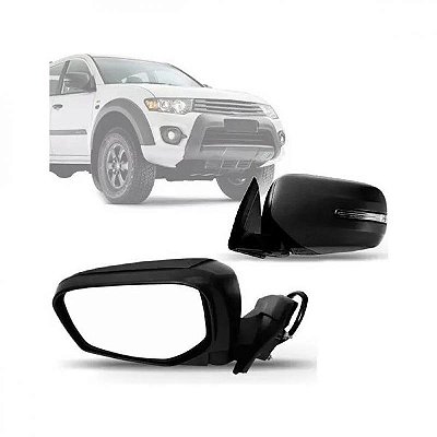 Retrovisor externo l200 triton mitsubishi de 2014 a 2016 lado direito preto elétrico retrátil com pisca