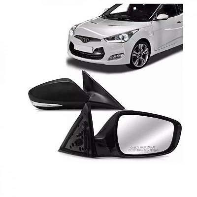 Retrovisor externo veloster hyundai de 2012 a 2015 lado direito preto elétrico com aquecimento e pisca