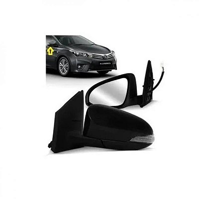 Retrovisor externo corolla toyota de 2014 a 2019 lado direito preto elétrico retrátil com pisca e aquecimento