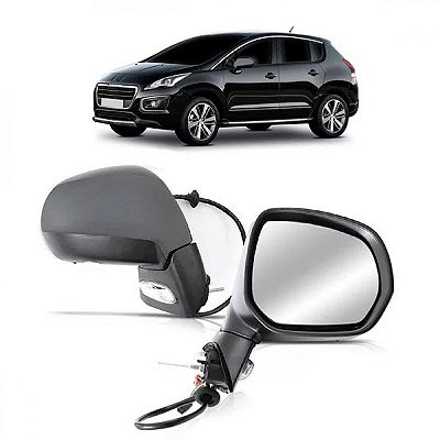 Retrovisor 3008 peugeot de 2011 a 2016 lado direito acabamento em primer externo elétrico com aquecimento com rebatimento com braço longo sem sensor de temperatura