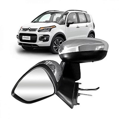 Retrovisor externo aircross citroën de 2011 a 2015 lado esquerdo cromado elétrico