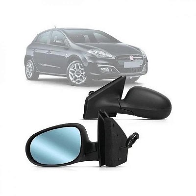 Retrovisor externo bravo fiat de 2011 a 2016 lado esquerdo lente azul elétrico com acabamento em primer e aquecimento