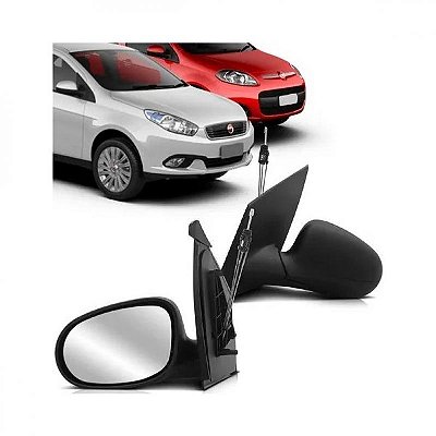 Retrovisor externo palio e grand siena fiat de 2012 a 2017 lado direito preto com controle manual para quatro portas