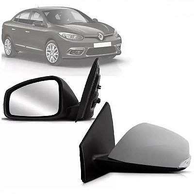 Retrovisor externo fluence renault de 2010 a 2018 lado direito com acabamento em primer elétrico retrátil com pisca e aquecimento