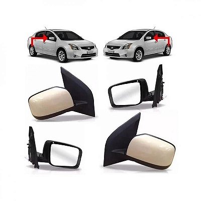 Retrovisor sentra nissan de 2010 a 2013 lado direito externo elétrico com cabeça quadrada
