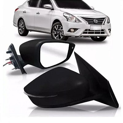 Retrovisor externo versa nissan de 2015 a 2021 lado esquerdo preto elétrico com pisca fino
