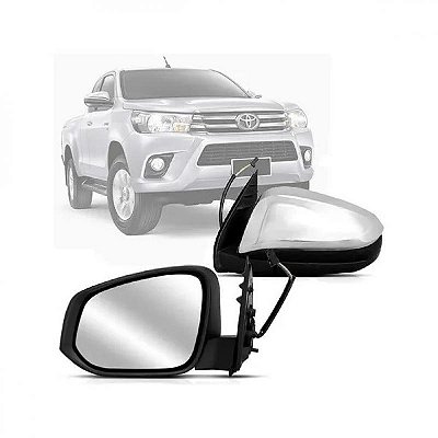 Retrovisor hilux toyota de 2016 a 2025 lado direito cromado elétrico para picape versão ex