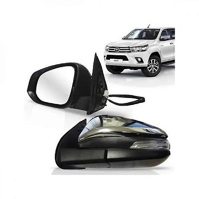 Retrovisor externo hilux toyota de 2016 a 2025 lado direito com capa cromada elétrico com pisca para picape