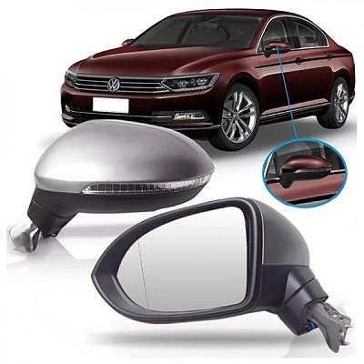 Retrovisor externo passat volkswagen de 2016 a 2019 lado esquerdo elétrico asférico com pisca e aquecimento para sedan