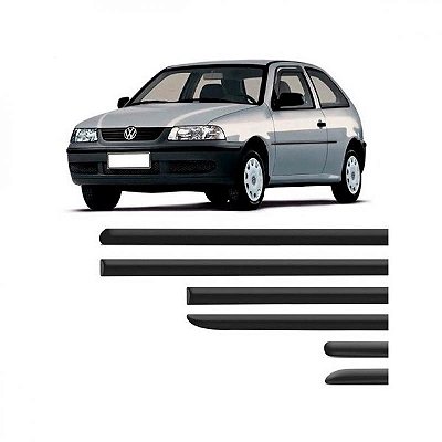 Friso gol volkswagen de 1999 a 2005 lateral preto geração três ponteira para choque duas portas bicolor seis peças