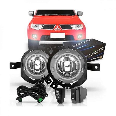 Kit farol auxiliar triton mitsubishi de 2007 a 2010 com aro cinza