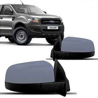 Retrovisor externo ranger ford de 2013 a 2023 lado direito preto elétrico com capa em primer