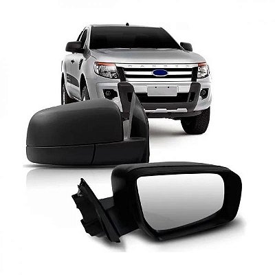 Retrovisor externo ranger ford de 2013 a 2023 lado direito preto manual com capa texturizada sem pisca