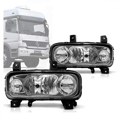 Farol atego mercedes benz de 2005 a 2012 lado esquerdo com auxiliar e lente lisa