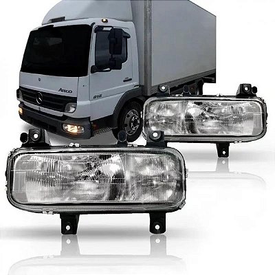 Farol atego 1315 1318 1518 1718 mercedes benz lado esquerdo com auxiliar raiado