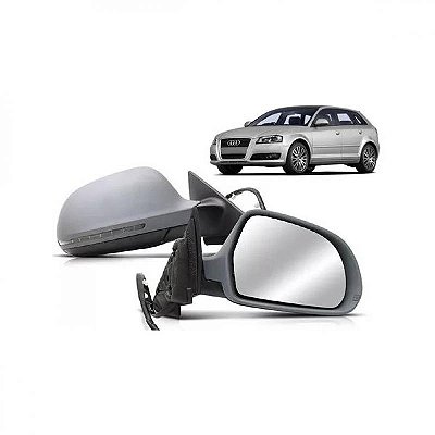 Retrovisor externo a3 sportback audi de 2009 a 2012 lado esquerdo elétrico retrátil com aquecimento com pisca e capa em primer