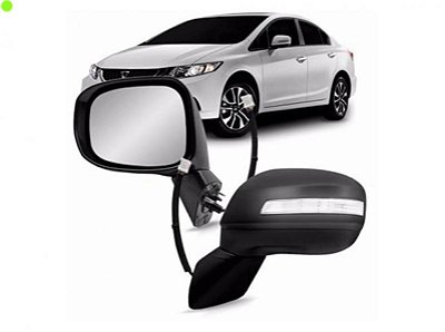 Retrovisor externo civic honda de 2012 a 2016 lado esquerdo elétrico com pisca e cinco fios