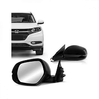 Retrovisor externo hrv honda de 2015 a 2021 lado direito carcaça preta elétrico com pisca e capa