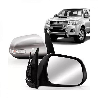 Retrovisor externo hilux toyota de 2012 a 2015 lado esquerdo cromado elétrico com pisca para picape e sw4