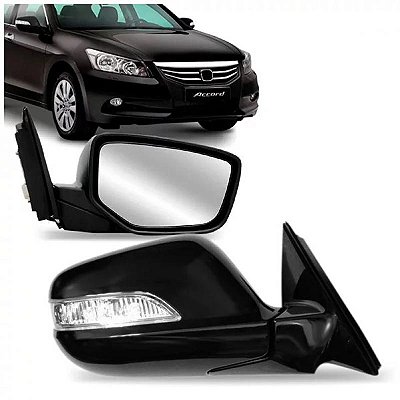 Retrovisor externo accord honda de 2008 a 2011 lado esquerdo carcaça preta elétrico com pisca