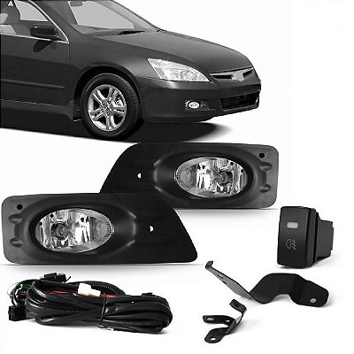 Kit de farol auxiliar accord honda de 2006 a 2007 preto com grade