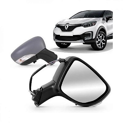 Retrovisor captur renault de 2017 a 2024 lado esquerdo externo elétrico com rebatimento aquecimento pisca e sensor de temperatura