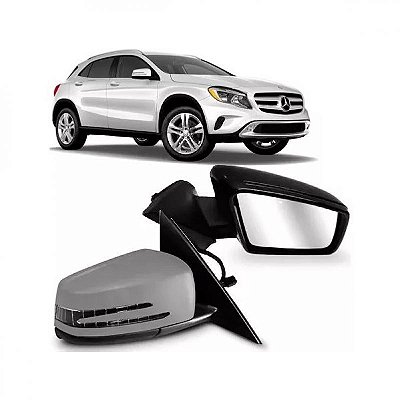 Retrovisor externo gla mercedes benz de 2014 a 2018 lado esquerdo elétrico com rebatimento aquecimento inclinação pisca e luz de cortesia