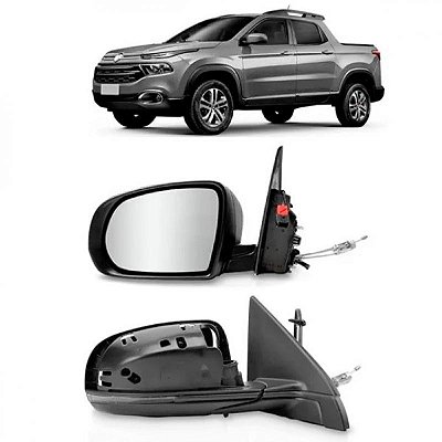 Retrovisor toro fiat de 2016 a 2025 lado esquerdo externo com controle manual com pisca sem capa