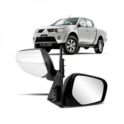 Retrovisor triton mitsubishi de 2007 a 2016 lado esquerdo cromado externo fixo