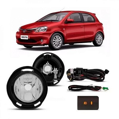 Kit farol auxiliar etios toyota de 2012 a 2016 sem moldura policarbonato