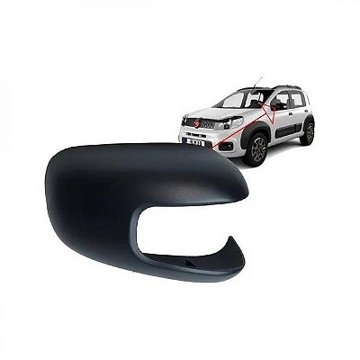 Capa de retrovisor externo uno fiat de 2011 a 2014 lado direito preto versão vivace com furo para pisca