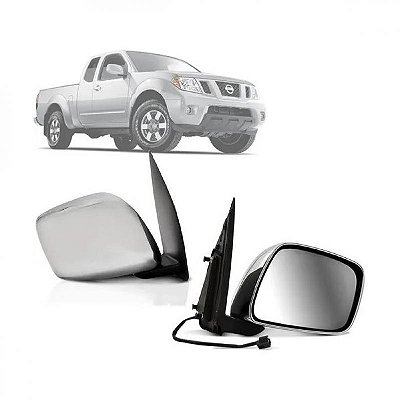 Retrovisor externo frontier nissan de 2008 a 2016 lado direito cromado elétrico com capa e cabeça pequena