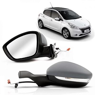 Retrovisor 208 peugeot de 2012 a 2020 lado direito externo elétrico com pisca e 11 fios