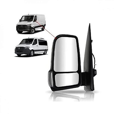 Retrovisor sprinter mercedes benz de 2020 a 2025 lado esquerdo externo com aquecimento com pisca sem pisca texturizado