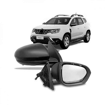 Retrovisor duster renault de 2021 a 2025 lado direito externo com controle manual com sensor de temperatura sem pisca texturizado