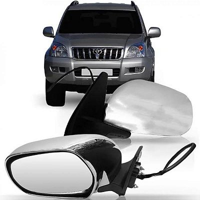 Retrovisor prado toyota de 2003 a 2009 lado esquerdo cromado externo elétrico com função tilt down