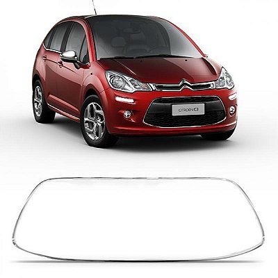 Friso da grade do para choque c3 citroën de 2013 a 2020 dianteiro central cromado