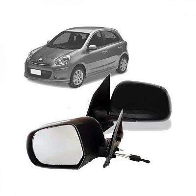 Retrovisor externo march nissan de 2011 a 2013 lado esquerdo com controle manual
