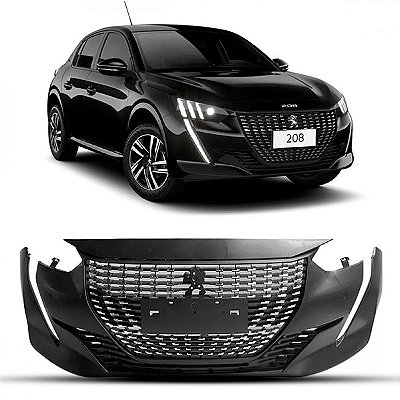 Para choque 208 peugeot de 2020 a 2024 dianteiro preto com grades e com friso
