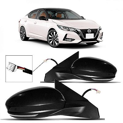 Retrovisor sentra nissan de 2023 a 2025 lado esquerdo carcaça preta externo elétrico com pisca