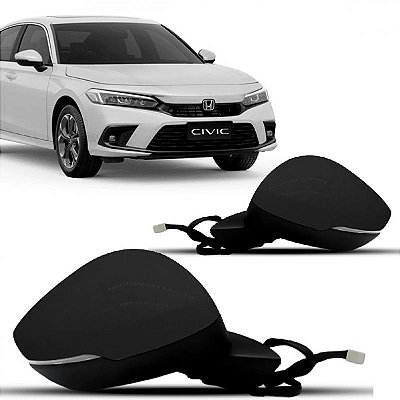 Retrovisor externo civic honda de 2023 a 2024 lado direito elétrico com pisca e 5 fios