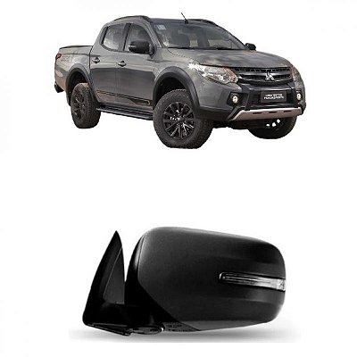 Retrovisor externo triton mitsubishi de 2017 a 2020 lado esquerdo preto elétrico com aquecimento com braço longo com ponto cego