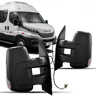Retrovisor externo iveco de 2020 a 2025 lado direito elétrico com braço curto com pisca em l e base reta