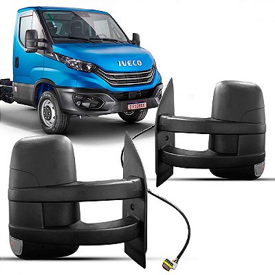 Retrovisor externo iveco de 2020 a 2025 lado direito elétrico com aquecimento com braço longo tipo antigo e base reta