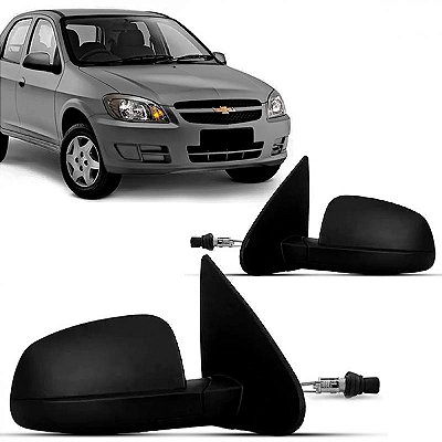 Retrovisor externo celta chevrolet de 2007 a 2015 lado direito com controle manual e capa texturizada sem pisca