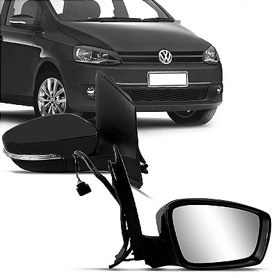 Retrovisor externo fox e spacefox e crossfox volkswagen de 2010 a 2014 lado direito elétrico com pisca e capa texturizada com furo para sensor