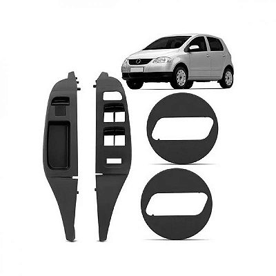 Moldura inferior para choque para botão de vidro elétrico fox volkswagen de 2004 a 2009 cinza quatro portas jogo