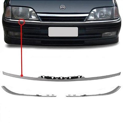 Kit de frisos de para choque omega chevrolet de 1992 a 1998 dianteiro cromado com 3 peças